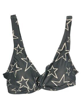 Mae Star Print Bikini Top Size Medium Green Adjustable Back Closure Padded Swim